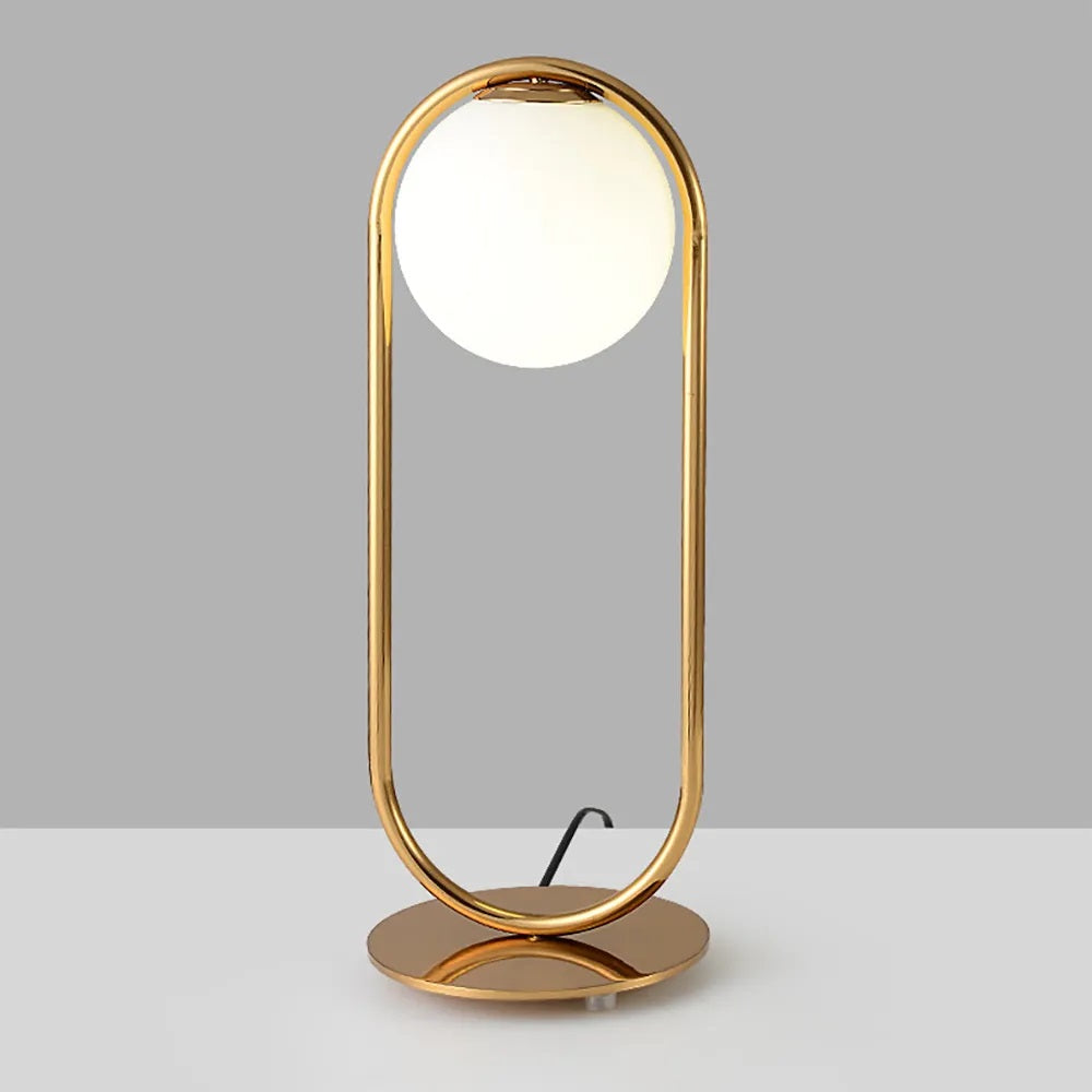 Gold Frame White Glass Globe Table Lamp - Simple design