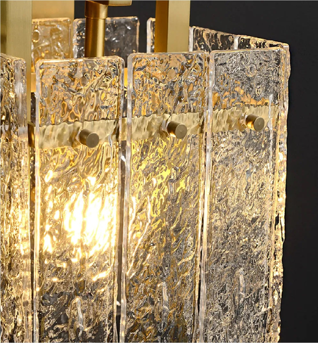 Water-ripple Glass Brass Wall Sconce - Details