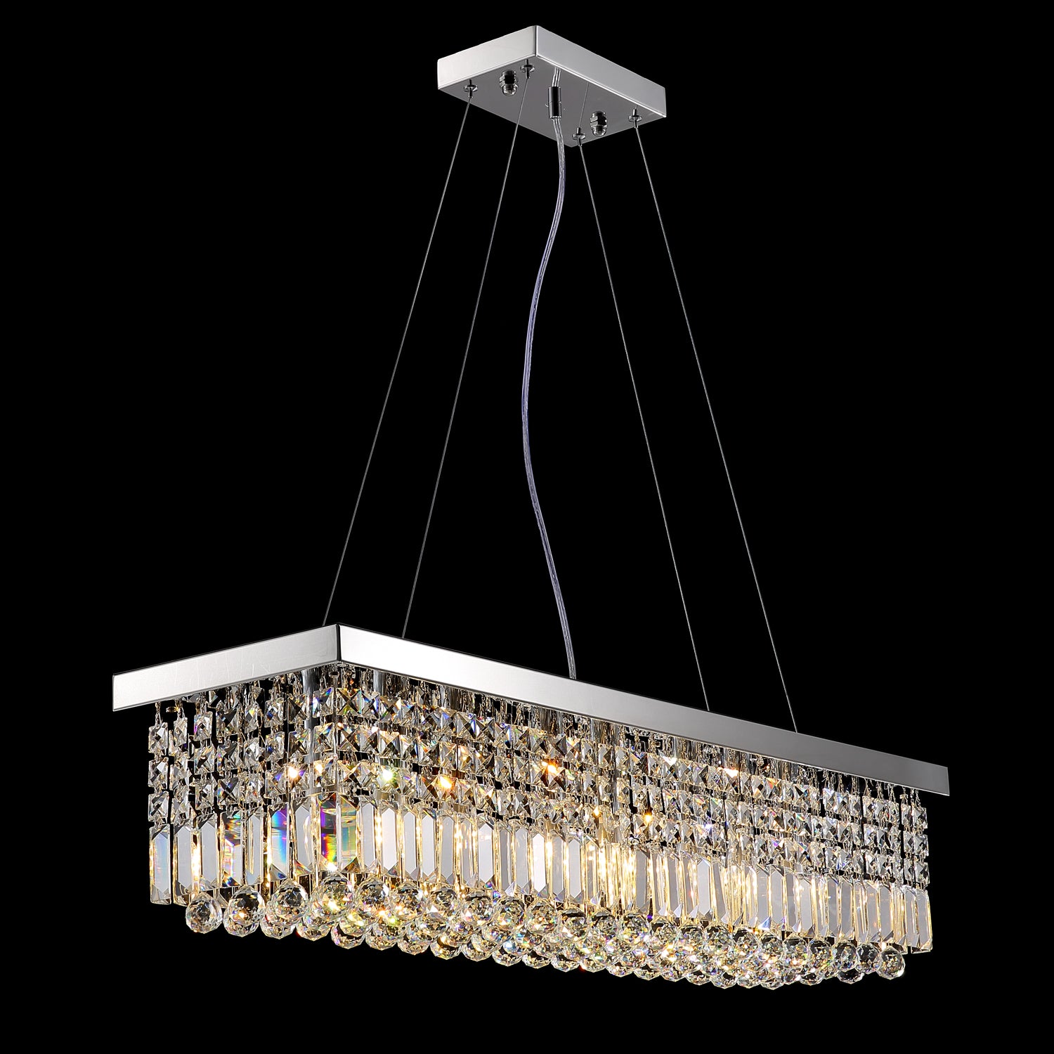 Rectangular Crystal Raindrop Chandelier Dining Room 