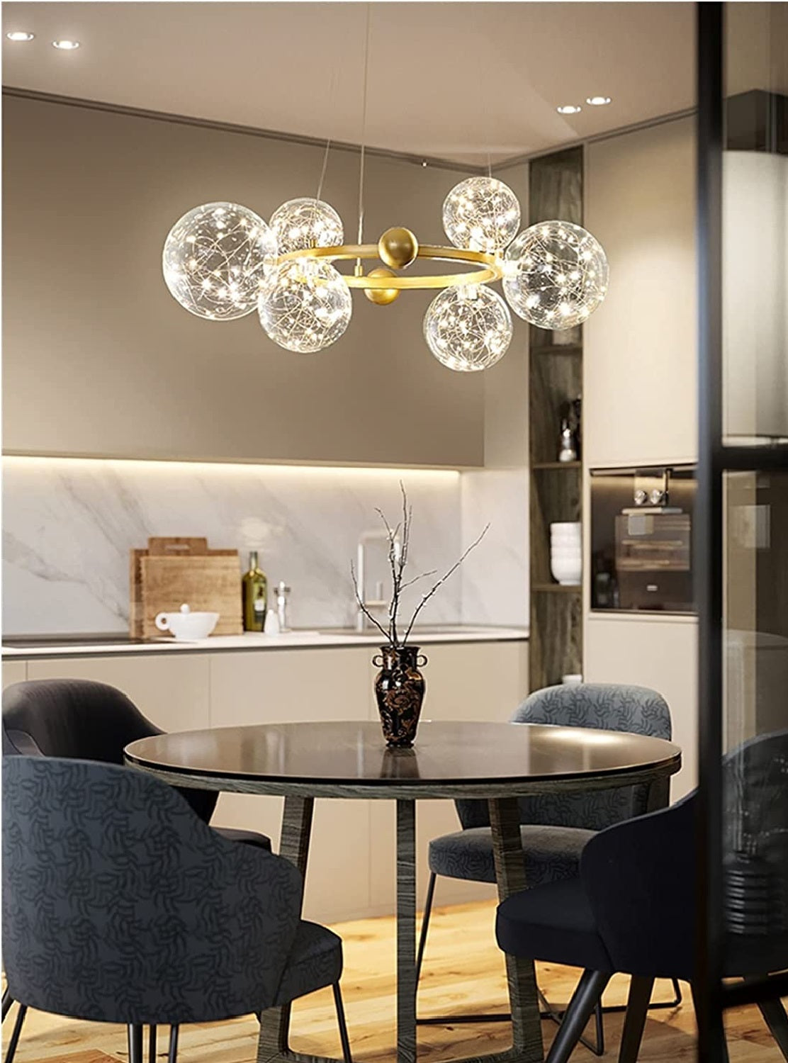Gold Glass Bubble Adjustable Chandelier - Modern Design - Living Room