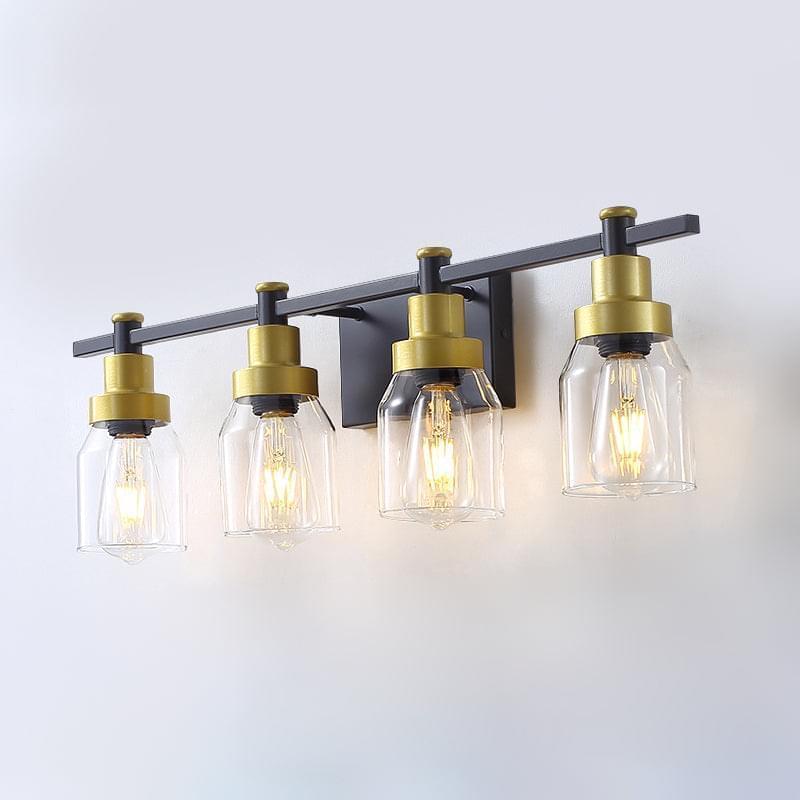 4-Light Black and Gold Glass Vanity Light