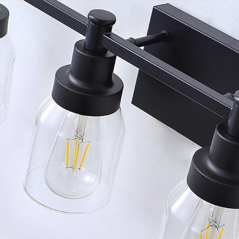 4-Light Black and Gold Glass Vanity Light