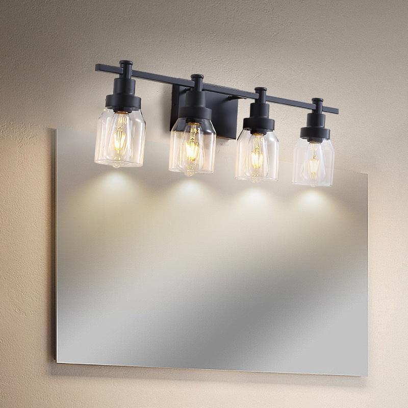4-Light Black and Gold Glass Vanity Light