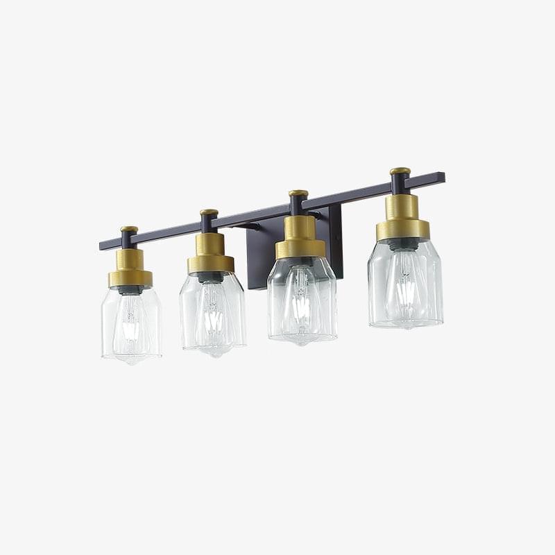 4-Light Black and Gold Glass Vanity Light