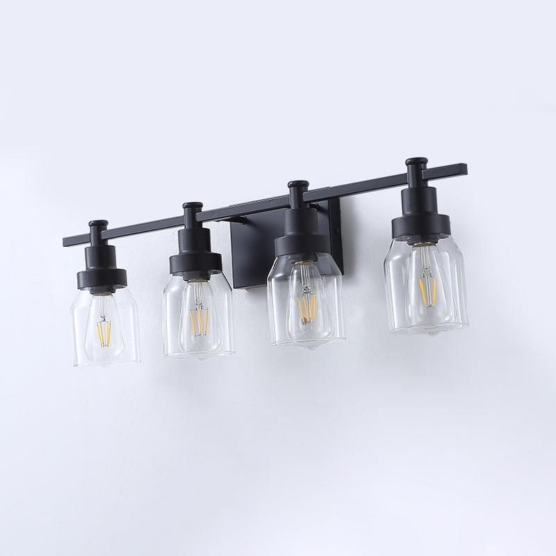 4-Light Black and Gold Glass Vanity Light