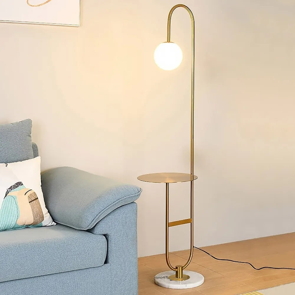 Marble Base Modern Arc Floor Lamp -  Livng Room