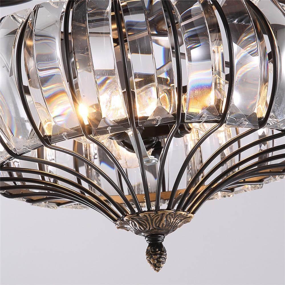 5 - Blade Black Frame Crystal Ceiling Fan with Remote Control for Living Room