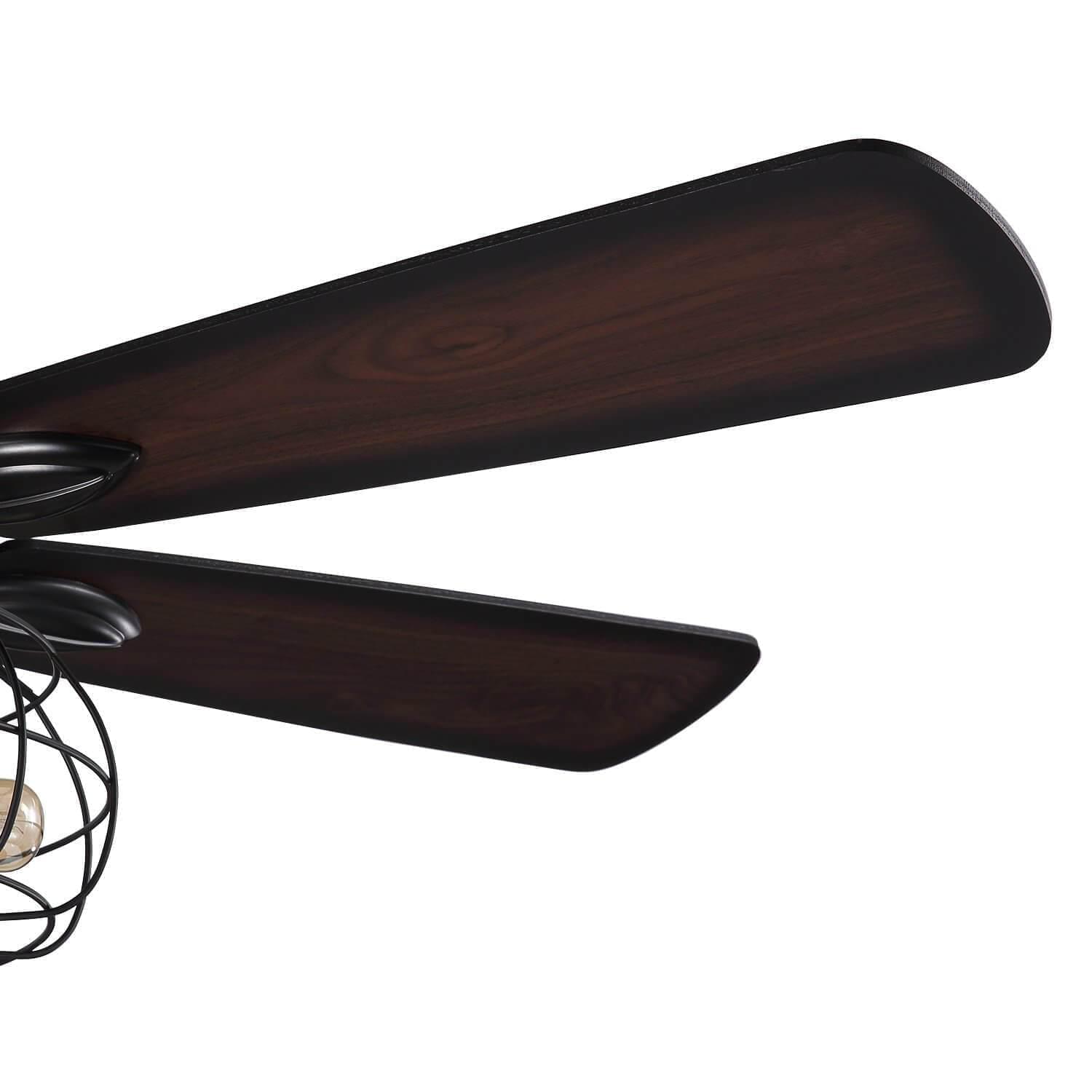 5 - Blade Industrial Caged Ceiling Fan With Remote Control - Details | Sofary
