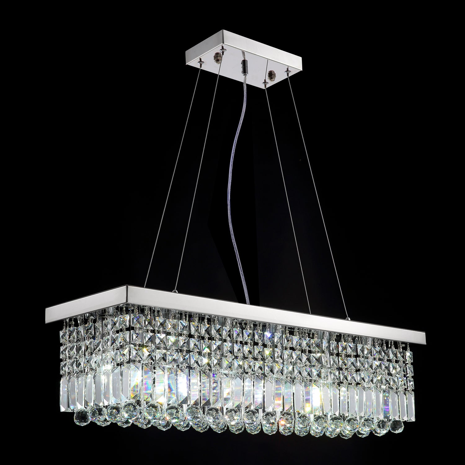 Rectangular Crystal Raindrop Chandelier Dining Room 