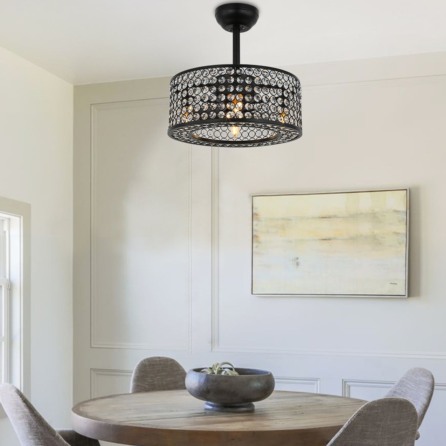 8 - Blade Drum Ceiling Fan with Remote Control - Fandelier - Dining Room | Sofary