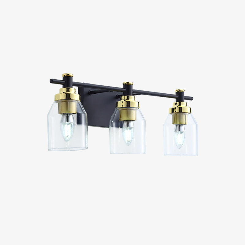 Black and Gold Glass Modern Vanity Light - Three Lights - White Background | Sofary