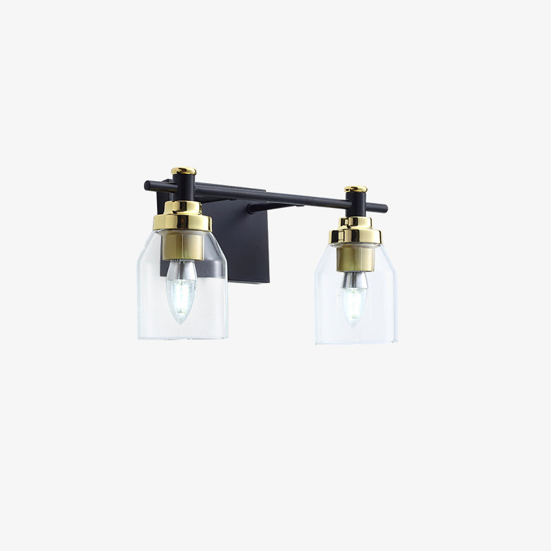 Black and Gold Glass Modern Vanity Light - Two Lights - White Background | Sofary