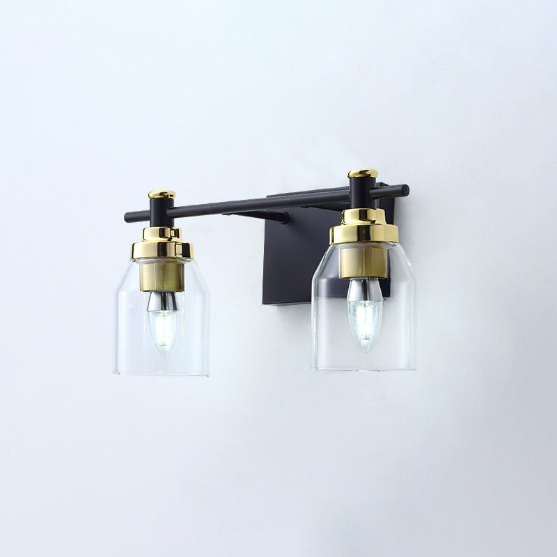 Black and Gold Glass Modern Vanity Light - Two Lights - Turn Off | Sofary