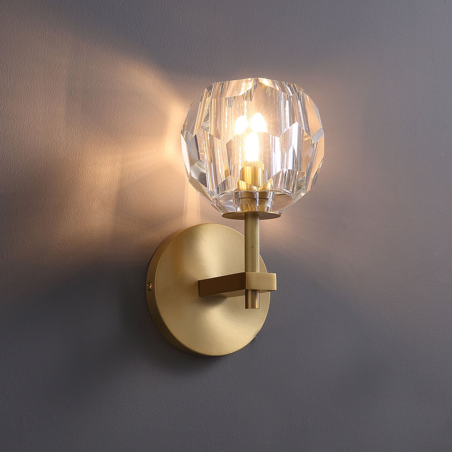 Brass Wall Sconce With Crystal Globe
