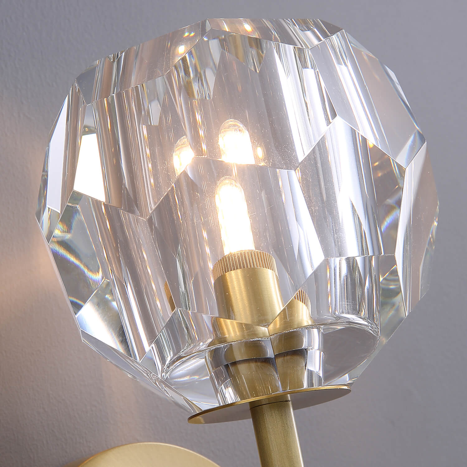 Brass Wall Sconce With Crystal Globe