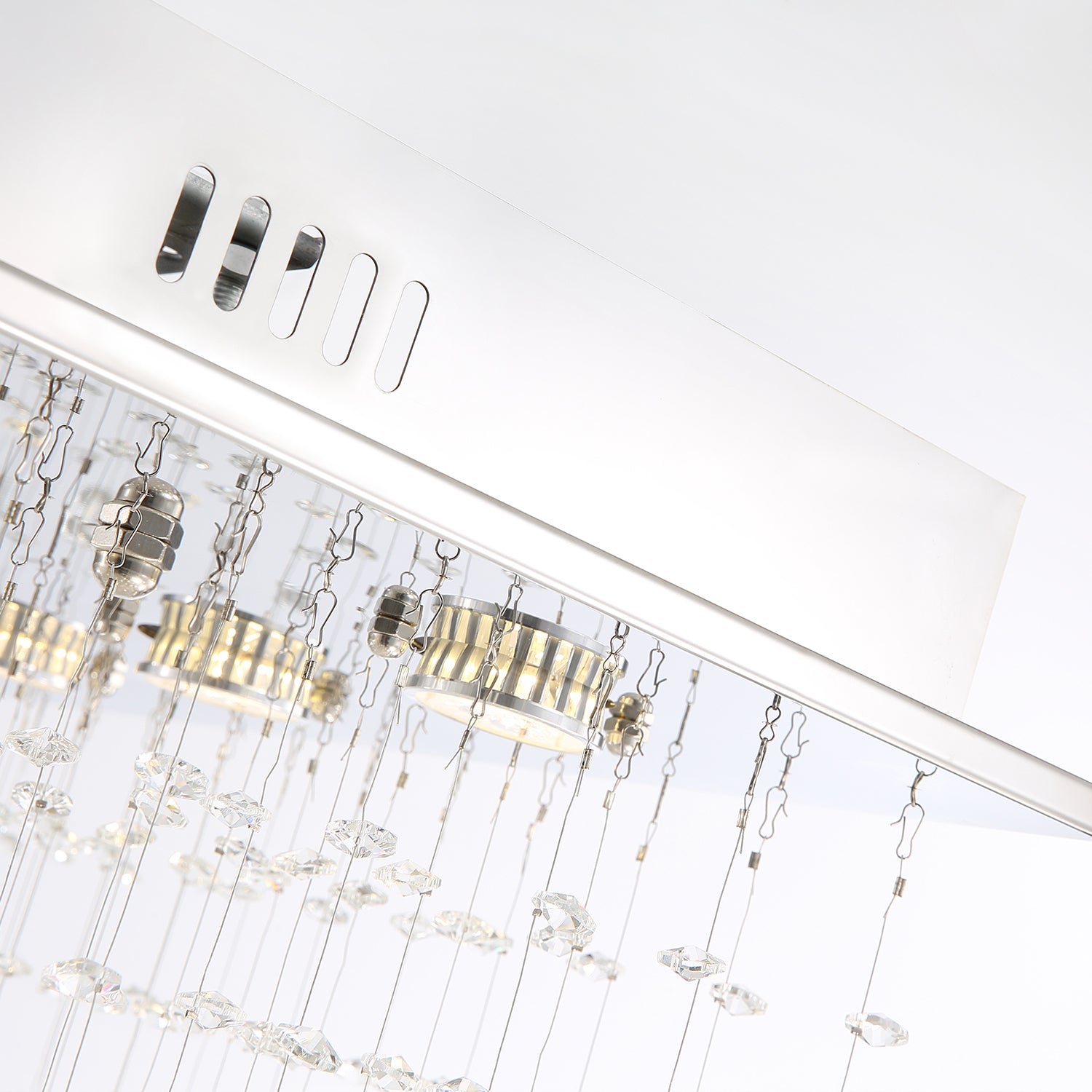 Rectangular Multi layer Cloud Design Crystal Chandelier - Canopy Detail | Sofary