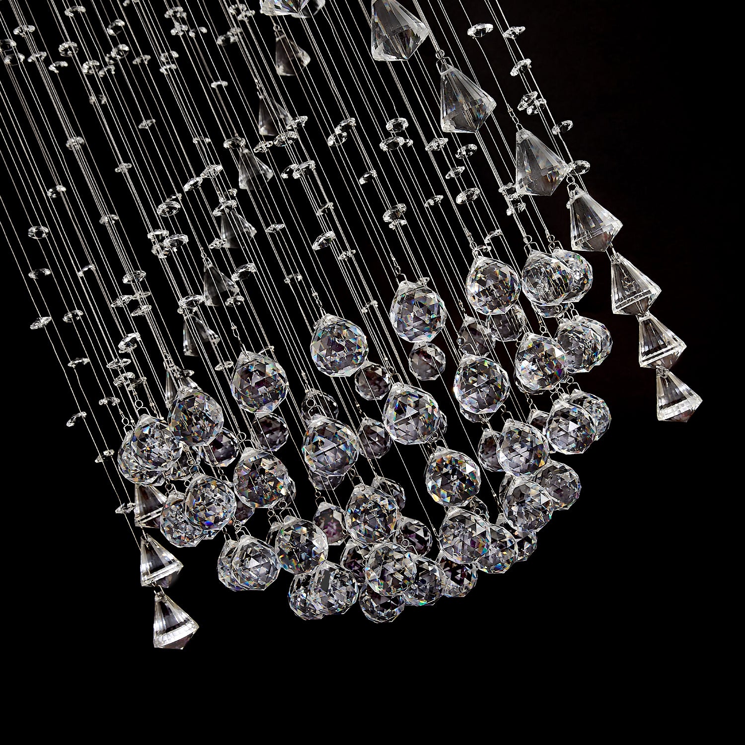 Double Spiral Clear Crystal Chandelier With Three Spheres - Detail | Sofary