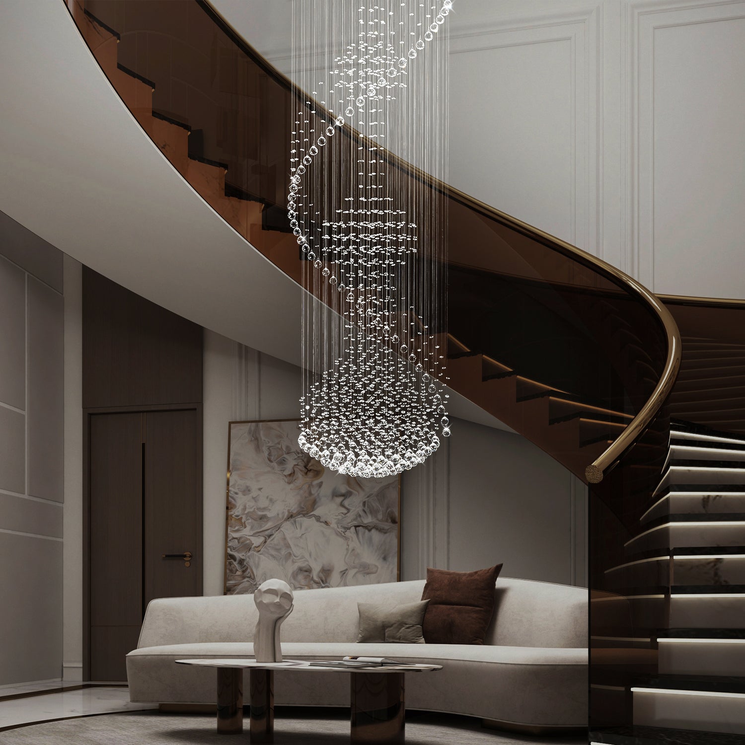 Three Ball Large Raindrop Crystal Chandelier | Sofary