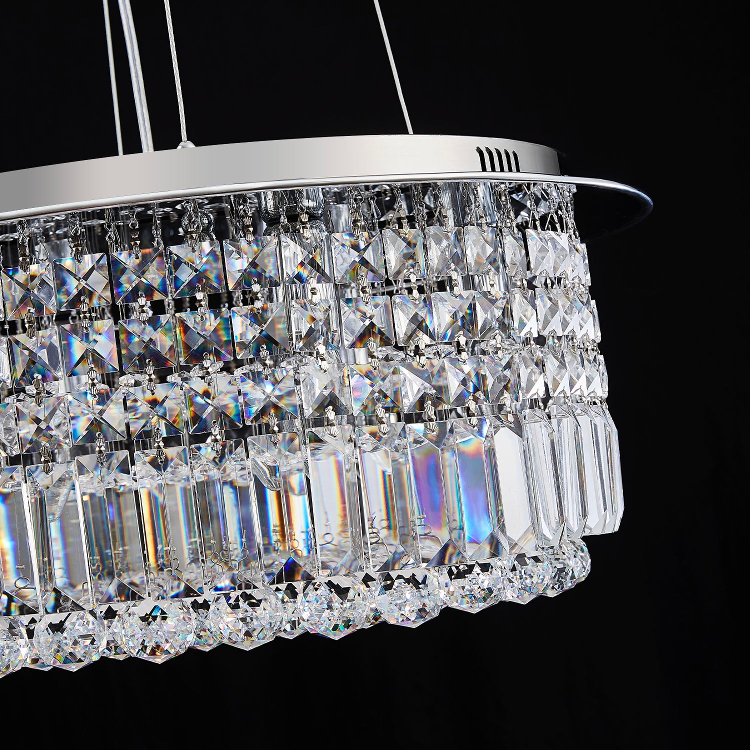 Modern Round Drum Crystal Chandelier - Crystal Detail | Sofary