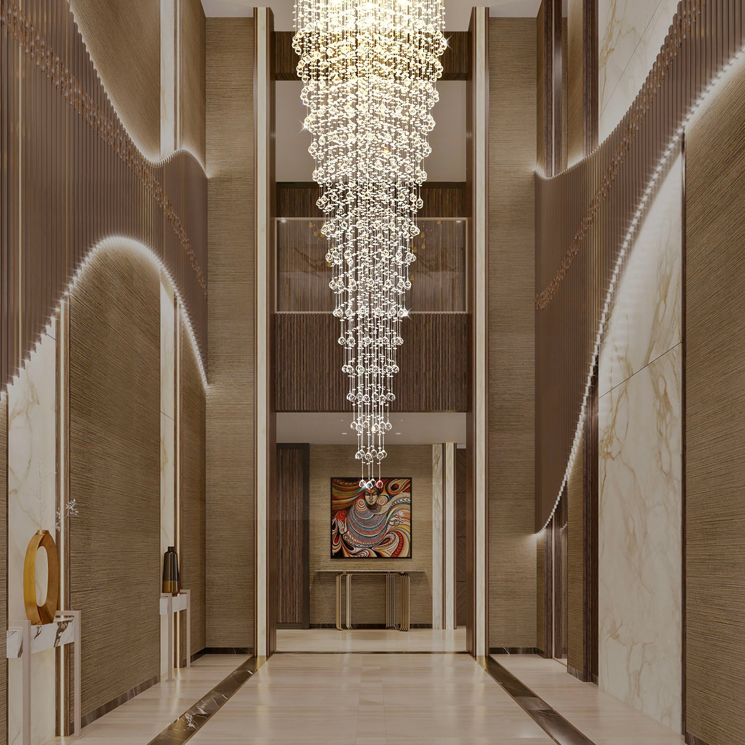 Round Raindrop Crystal Chandelier - Ceiling Light | Sofary