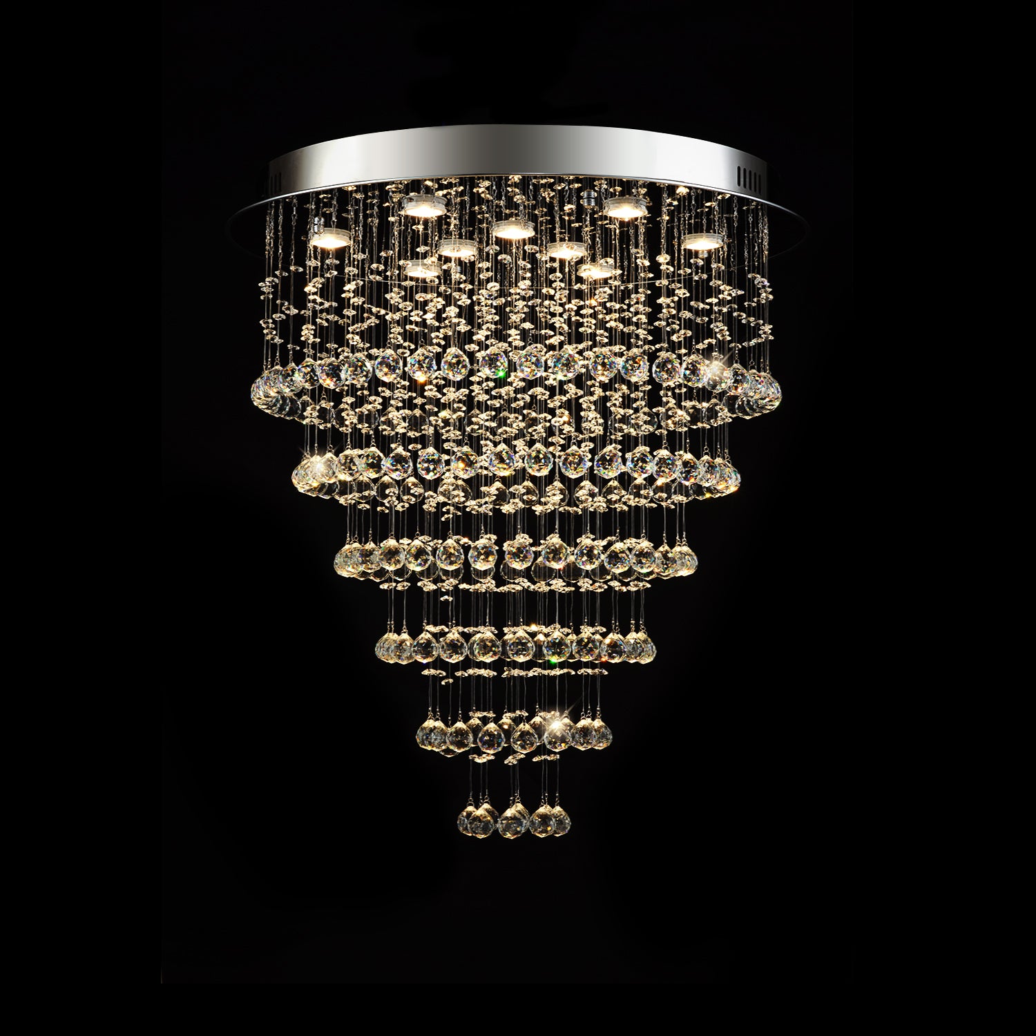 Multi Layer Round Crystal Chandelier Ceiling Lights | Sofary