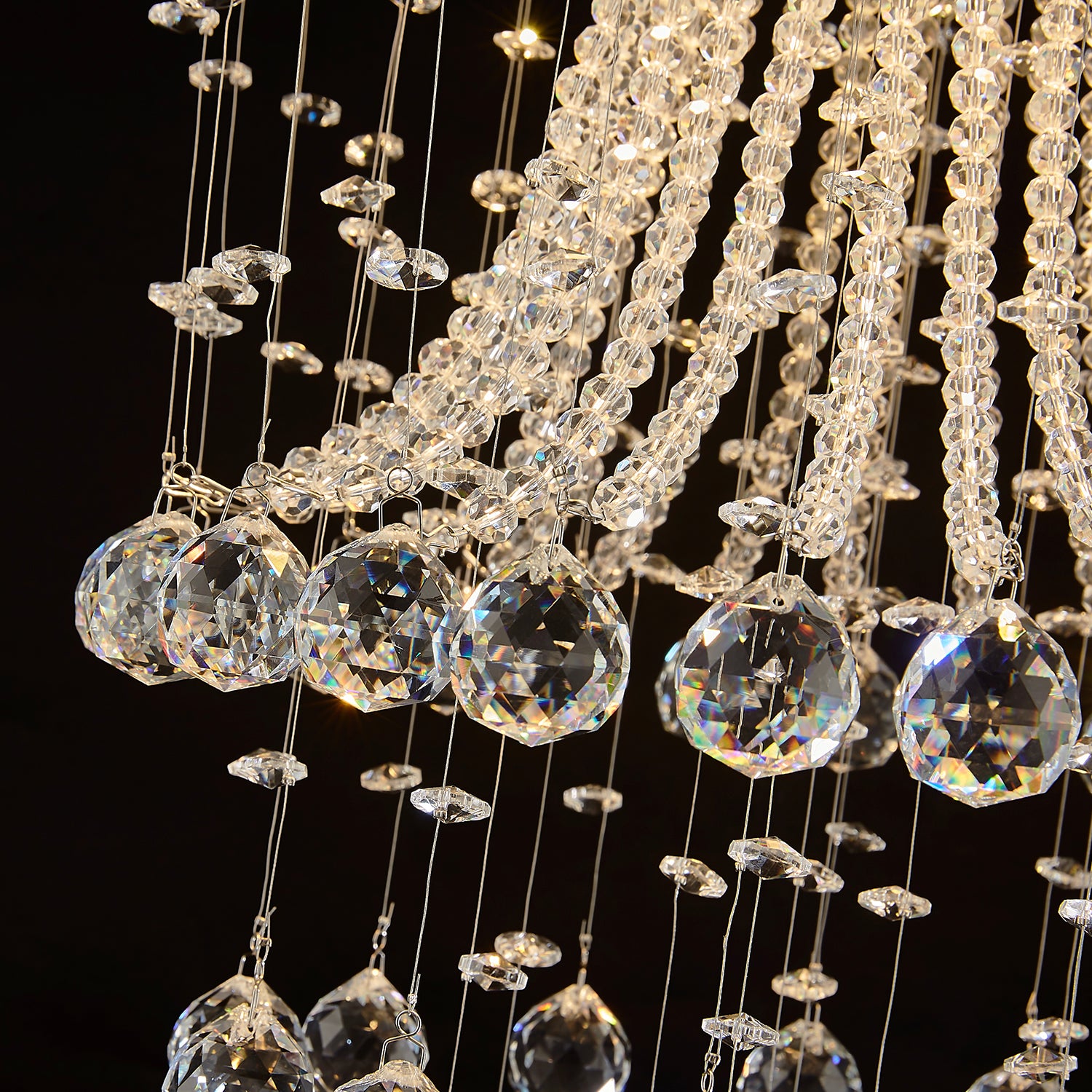 Modern Round Flush Mount Crystal Chandelier  - Detail | Sofary