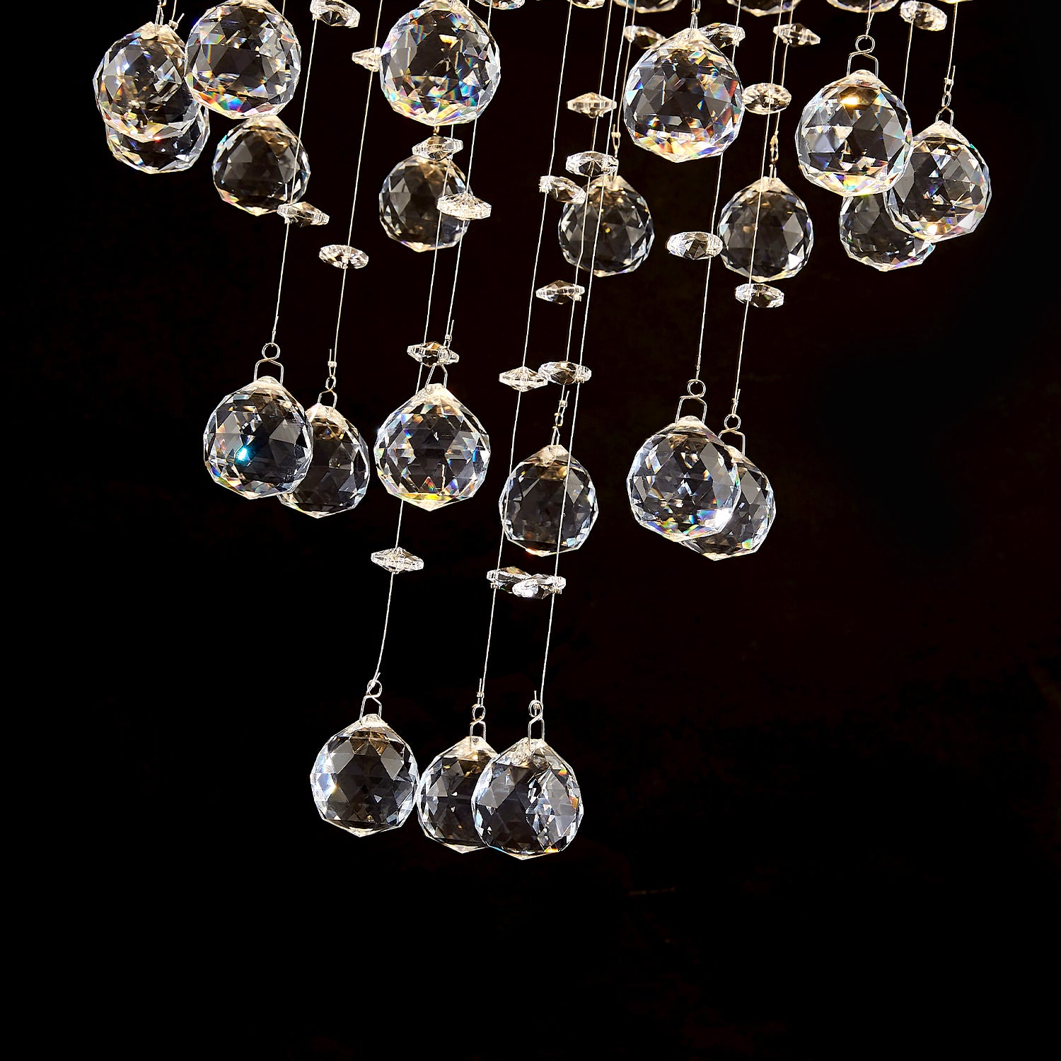 Modern Round Flush Mount Crystal Chandelier  - Detail | Sofary