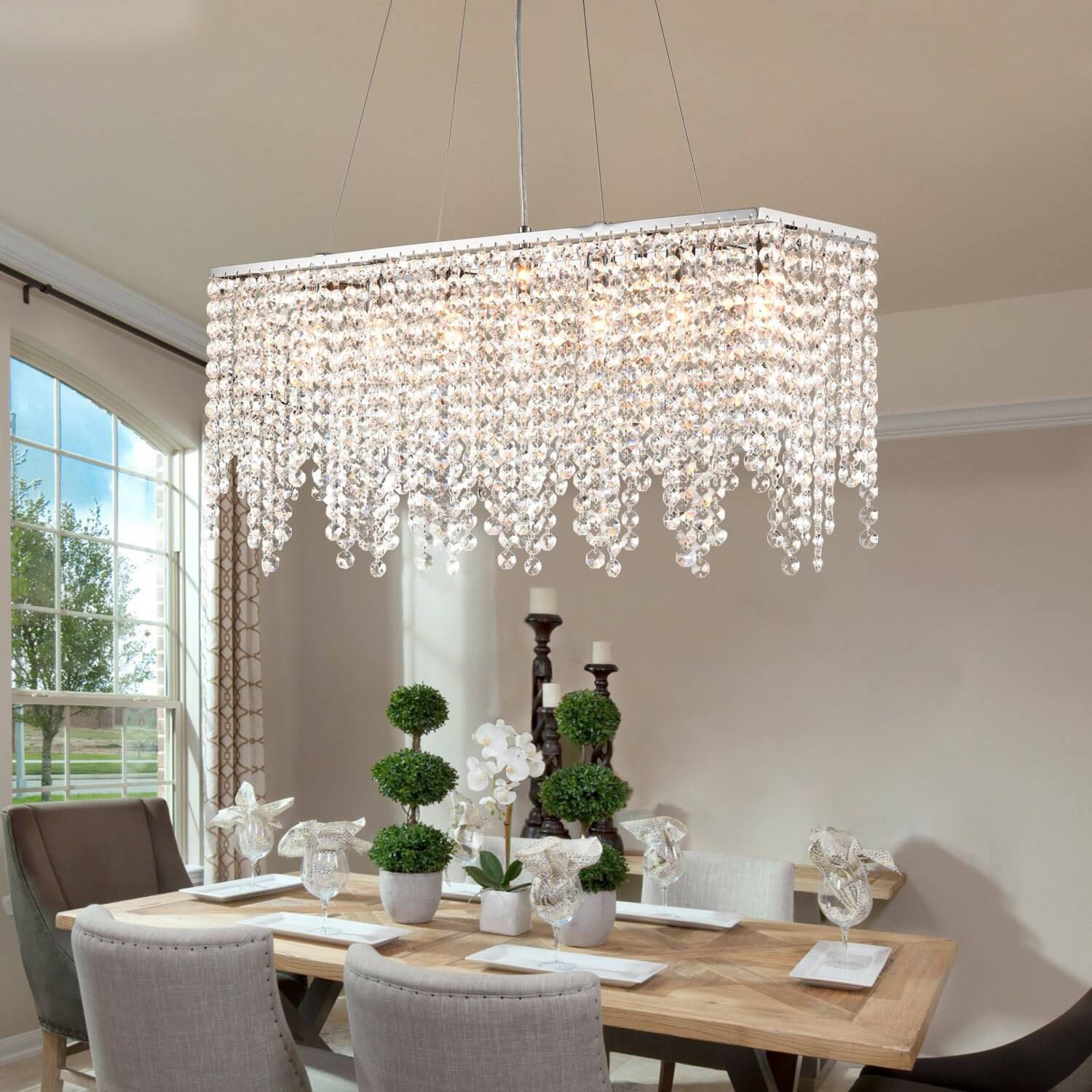 Raindrop Island Crystal Chandelier - Pendant Light - Dining room