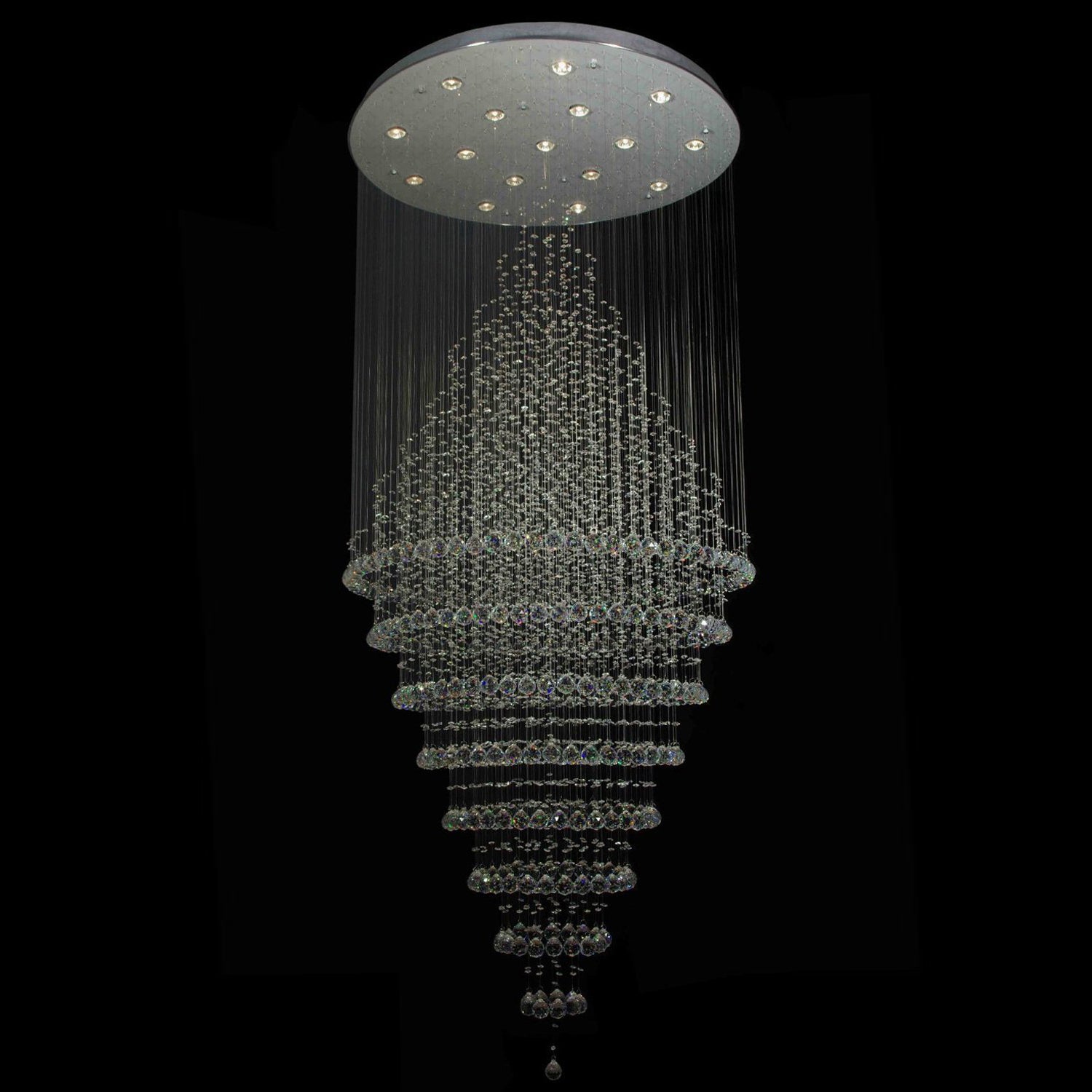 Luxury Modern Round Crystal Chandelier - Staircase Lighting Fixture