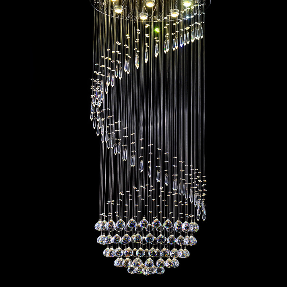 Single Spiral Hemisphere Rain Drop Crystal Chandelier - details