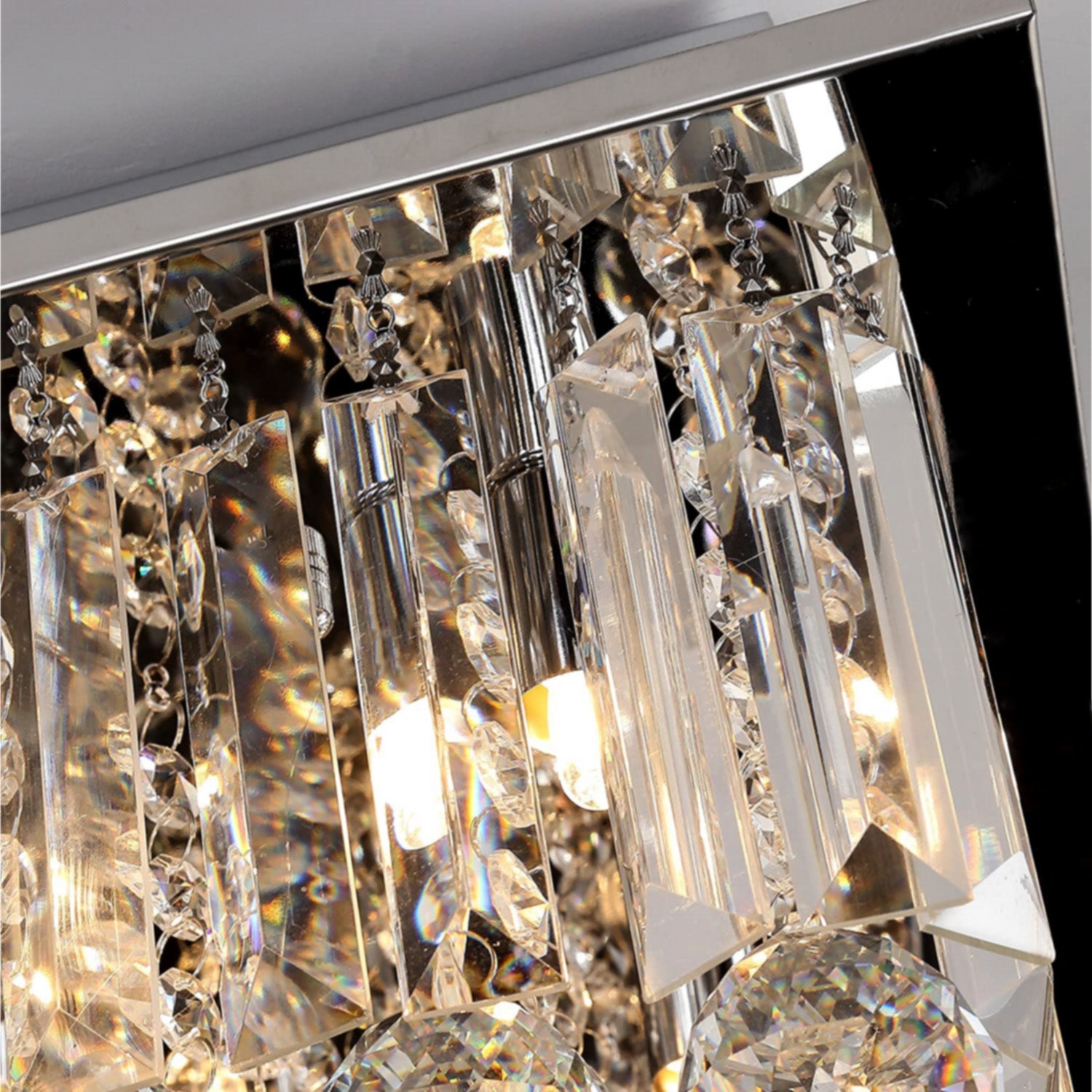 Square Rain Drop Crystal Ceiling Light - Contemporary Lighting Fixture