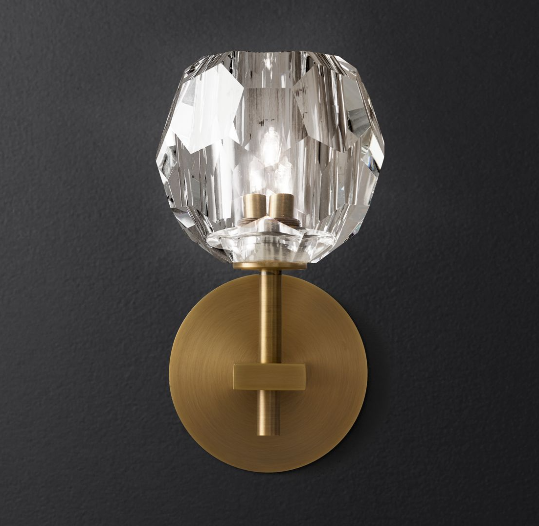 Brass Wall Sconce With Crystal Globe