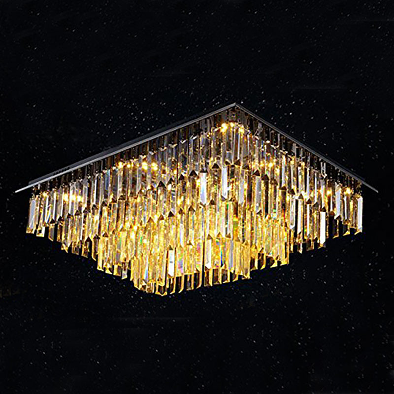 Modern Vertical Bar Rectangular Crystal Chandelier - Four Layers Ceiling Light 