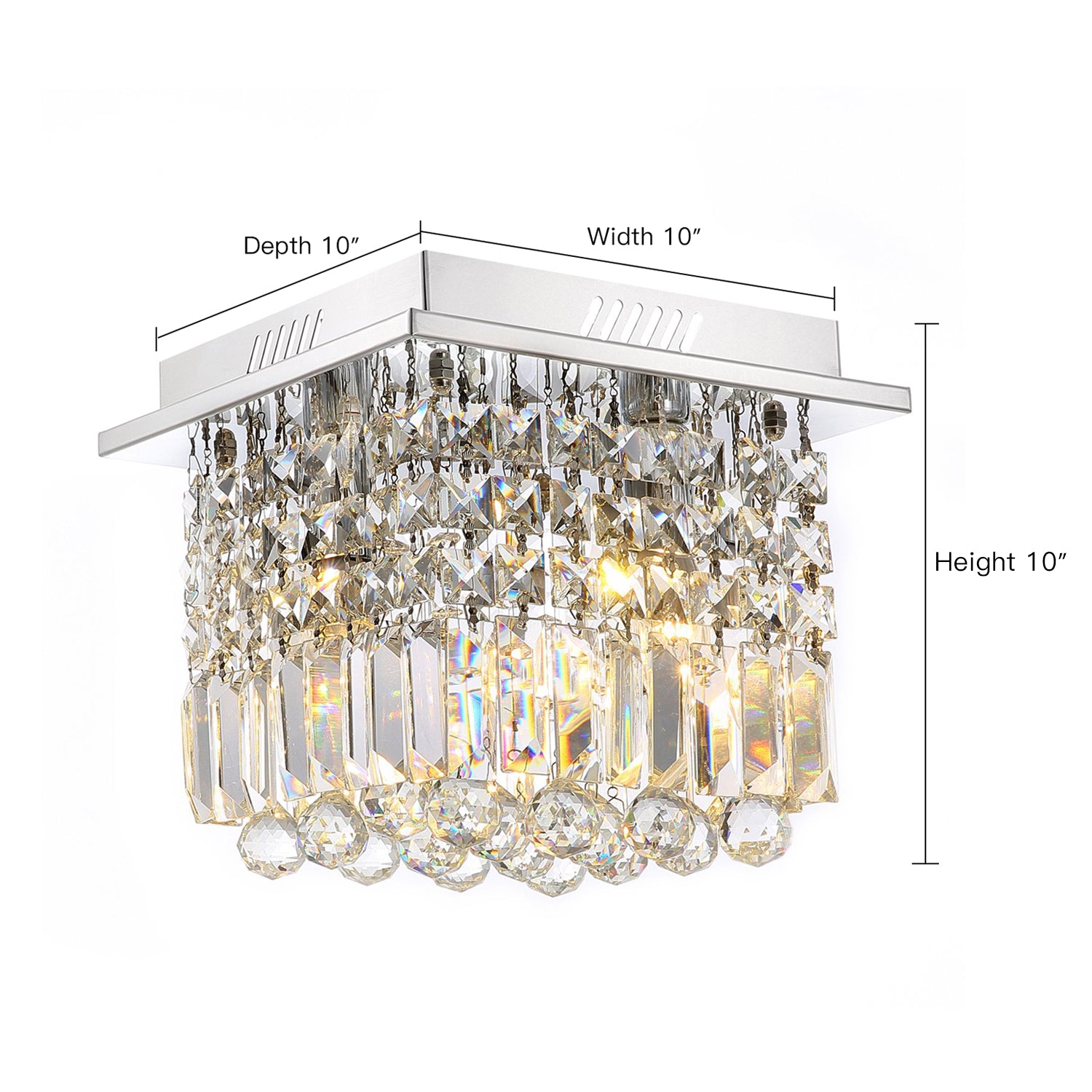 Small Square Hallway Crystal Chandelier - Ceiling Light