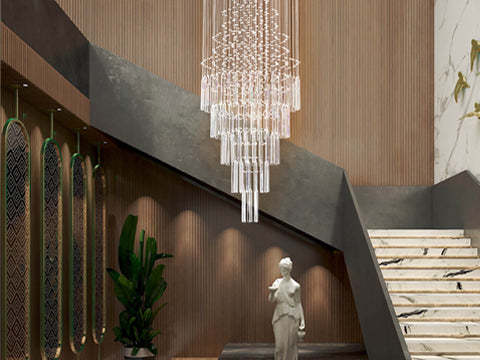 Luxury Solar System Spiral Raindrop Chandelier For Foyer And Entryway