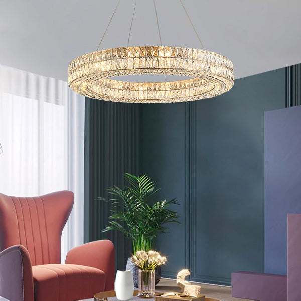 luxury style one ring crystal chandelier for living room | Sofary Lighting