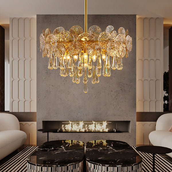 Modern luxury gold glass chandelier for living room | Sofary Lighting