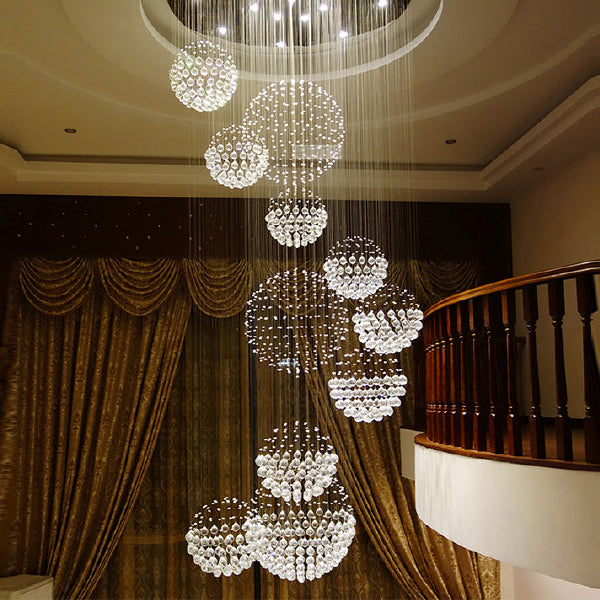 Luxury solar system spiral raindrop chandelier for foyer and entryway | Sofary Lighting