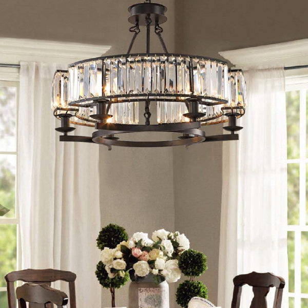Round modern rustic crystal chandelier for dining room | Sofary Lighting