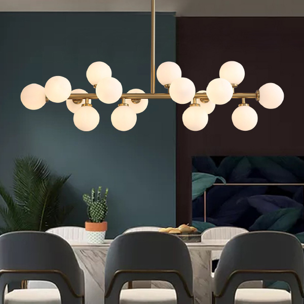 Glass globes linear chandelier for dining room | Sofary Lighting