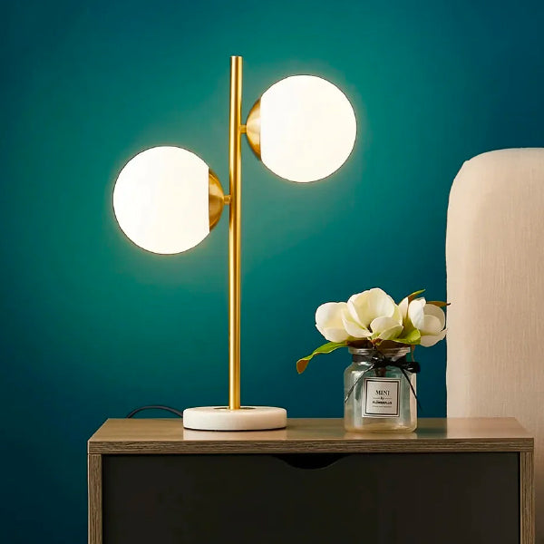 Modern marble base 2-light white glass table lamp | Sofary Lighting