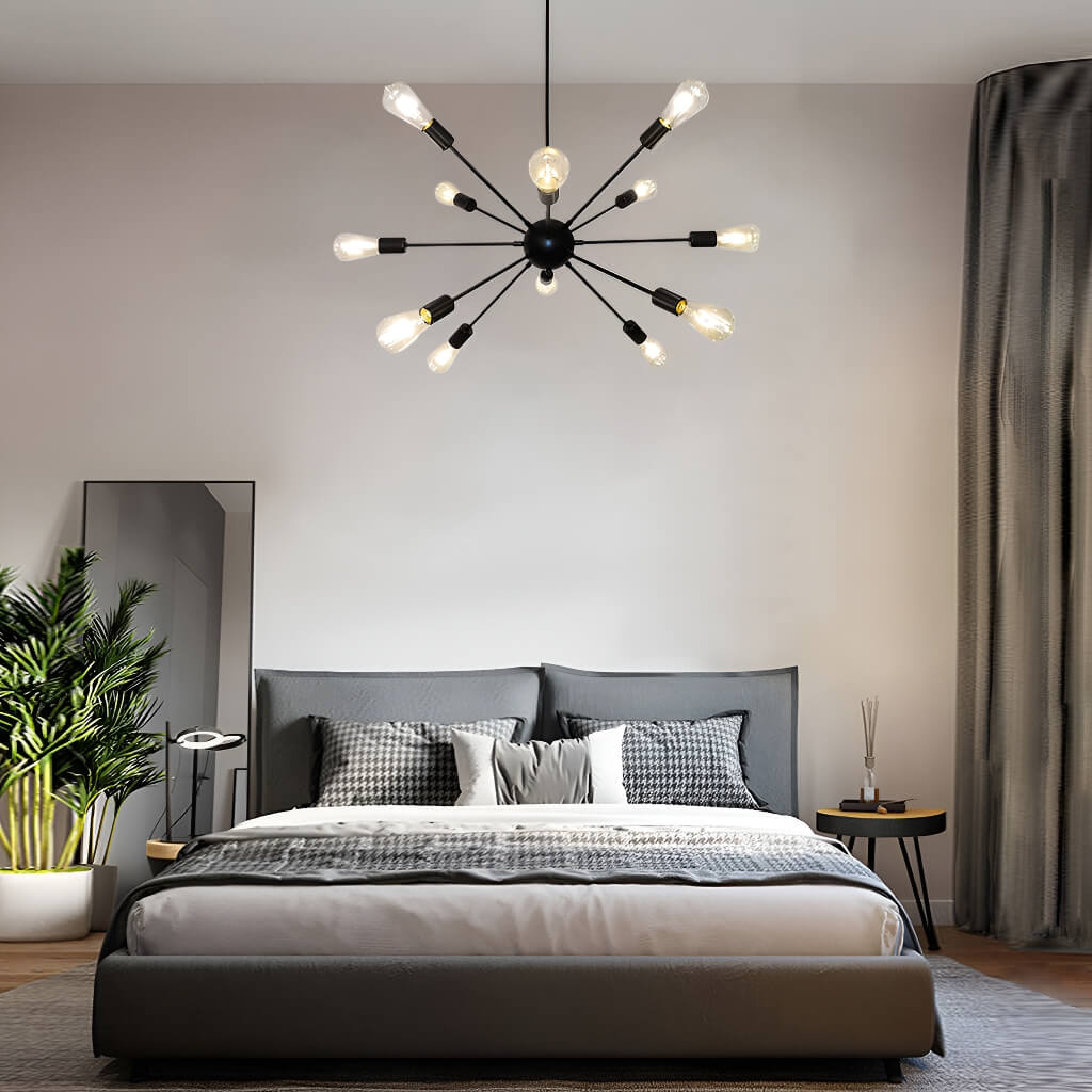 12-Bulbs Iron Satellite Chandelier bed room 1 | Sofary Lighting