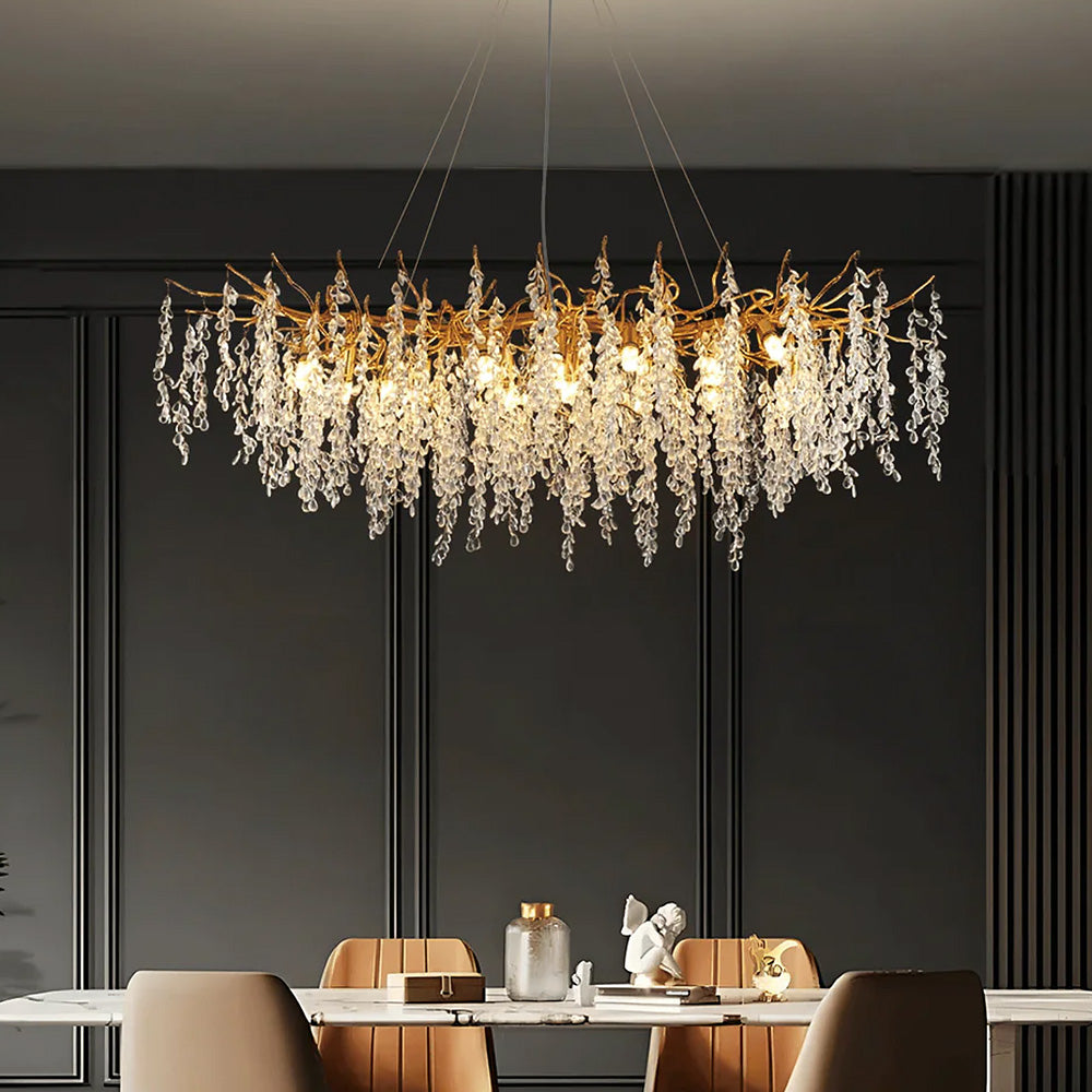 Elegant Luxury French Creative Branch Design with Tassel Glass Chandelier