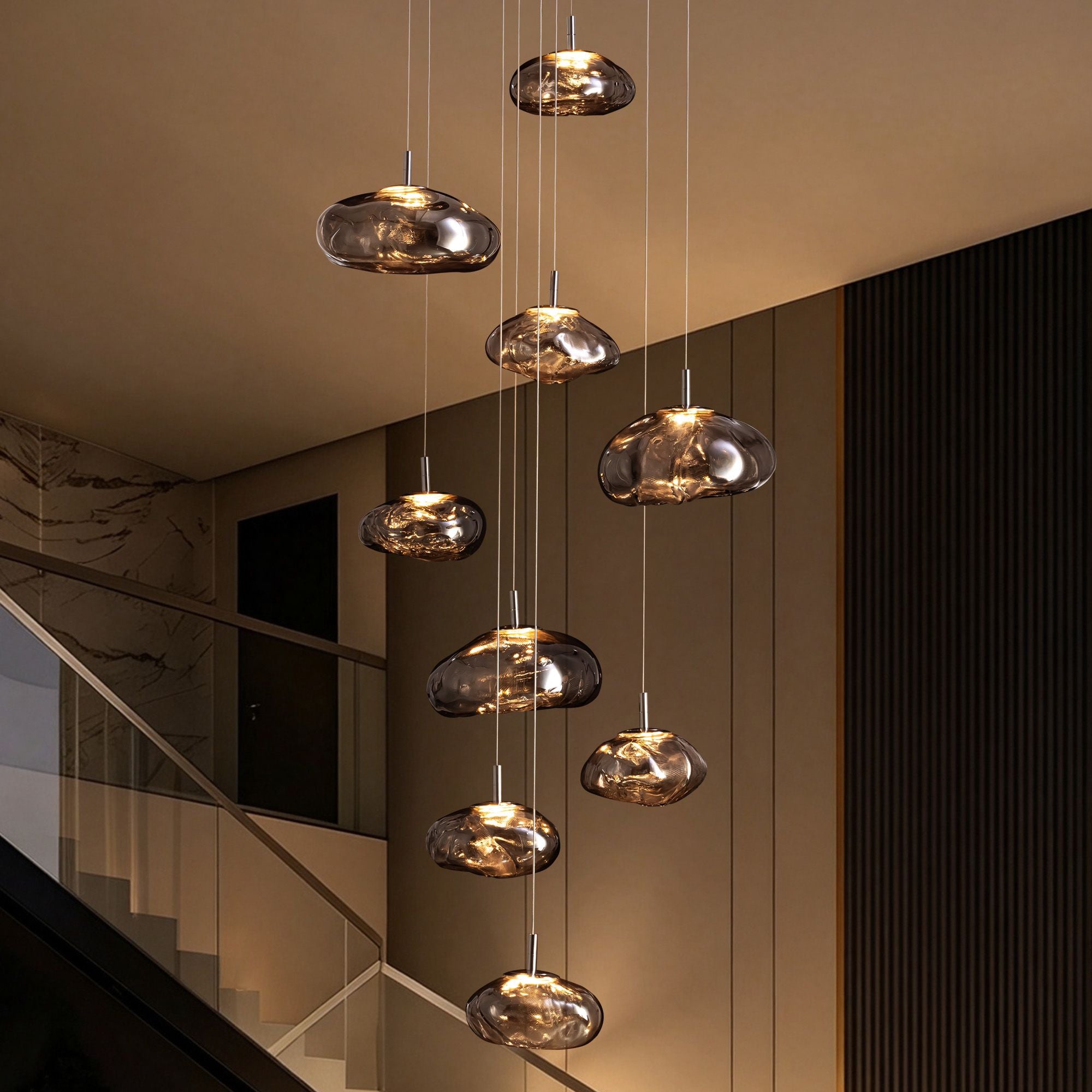 Astral Modern 10-Light Dual-Size Cascading Chandelier
