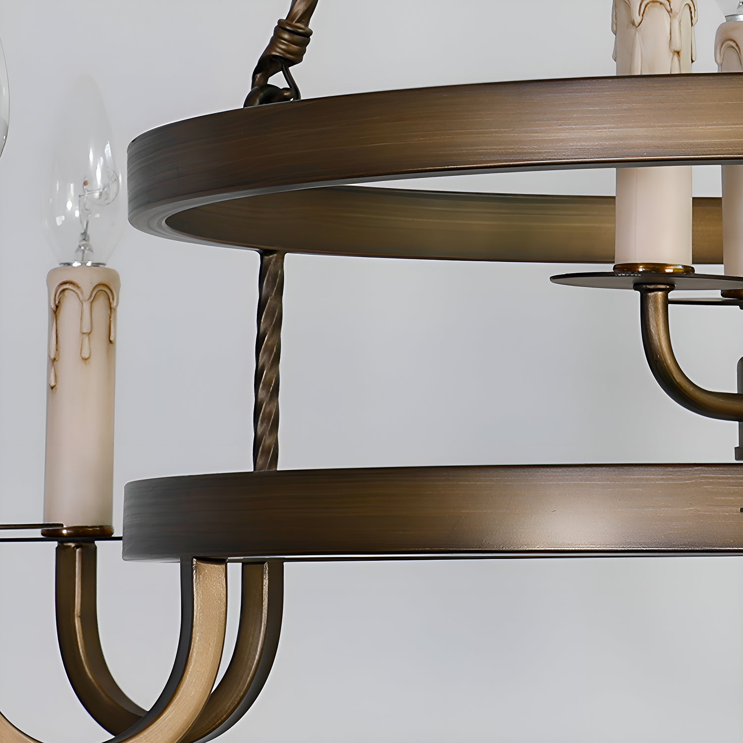 2-Tier Bronze Wagon Wheel Chandelier-details|Sofary