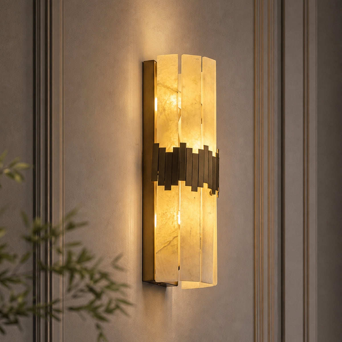 Avenor Modern Art Deco Gold Alabaster Geometric Wall Sconce