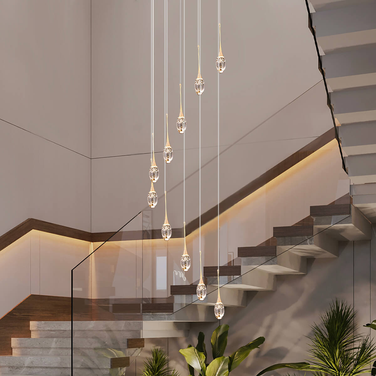 Modern-Luxury-Villa-loft-Apartment-Rotating-Staircase-Long-Pendant-Crystal-Duplex-Staircase-Pendant-Staircase2 | Sofary