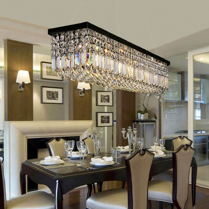 automat sfære største Rectangular Crystal Chandelier - Pendant Light for Dining Room | Sofary