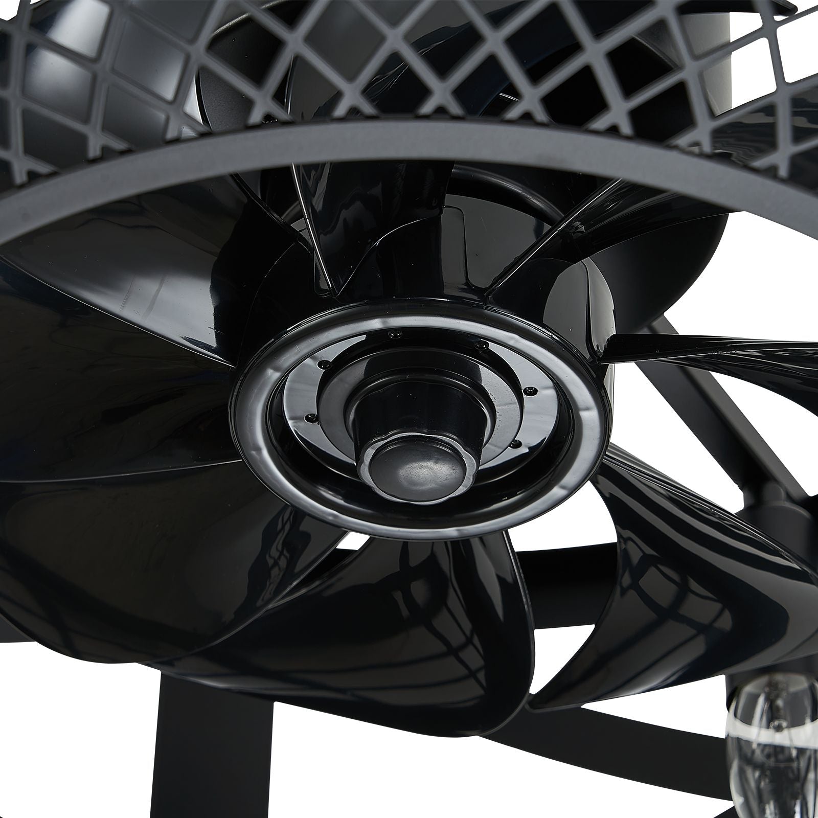 Modern Industrial Caged Ceiling Fan with Light