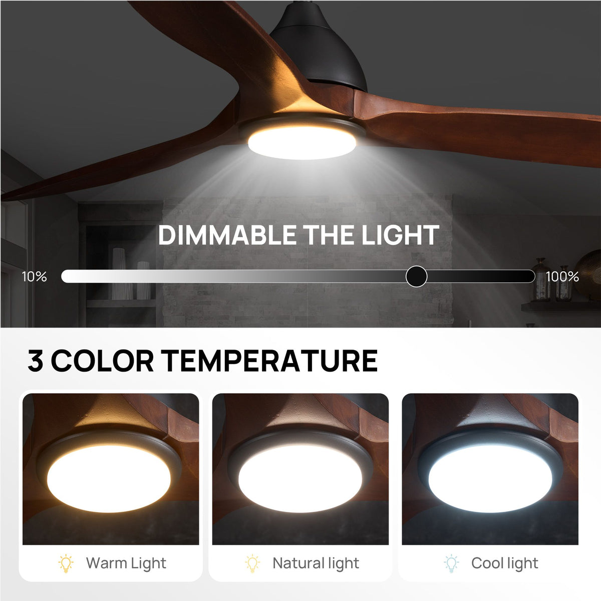 Dimmable LED light with 3 color temperatures — warm light, natural light, cool light, 10% to 100% brightness adjustment | Sofary Lighting